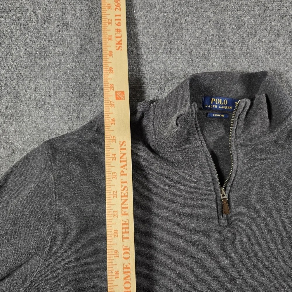 Polo Ralph Lauren Men's Size XL Quarter Zip Sweater Flesh Pony Estate Rib Gray